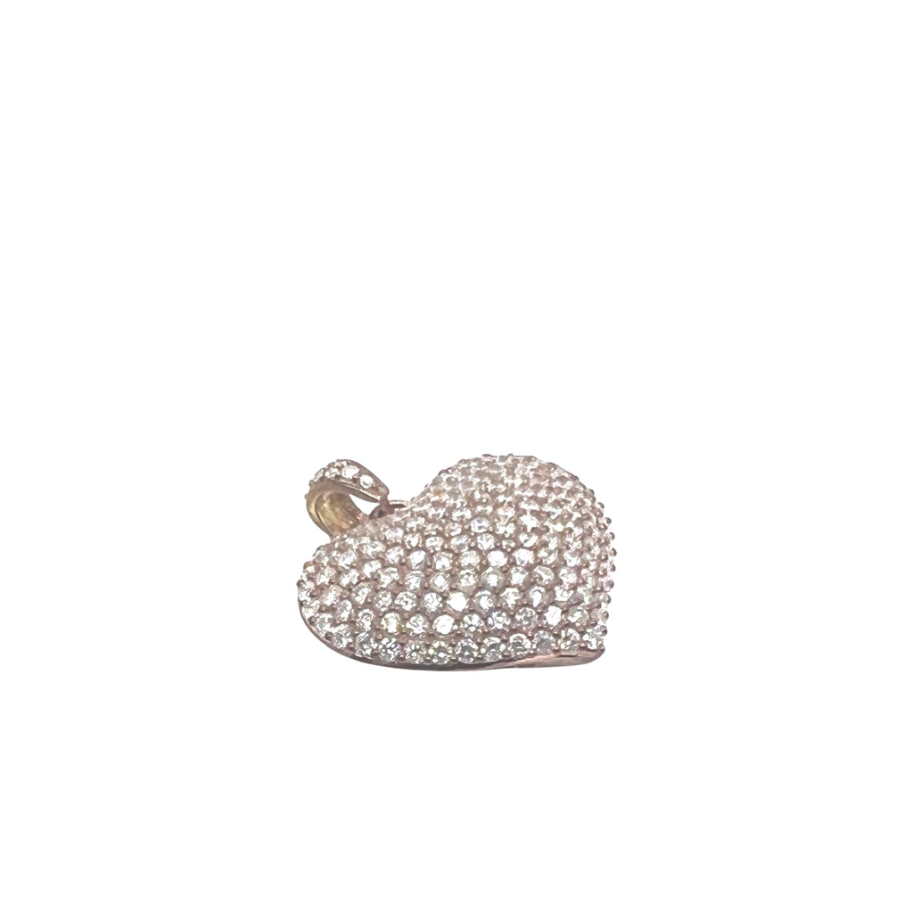 10K Rose Gold Puffed Heart VS Diamond Pendant 2.41 CT 1"