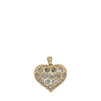 10K Yellow Gold Puffed Heart VS Diamond Pendant 2.41 CT 1"