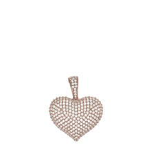 Load image into Gallery viewer, 10K Rose Gold Puffed Heart Diamond Pendant 1.67 CT 1&quot;
