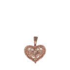 10K Rose Gold Puffed Heart Diamond Pendant 1.67 CT 1"