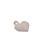 10K Rose Gold Puffed Heart Diamond Pendant 1.67 CT 1"