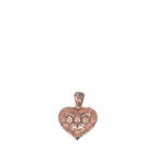 10K Rose Gold Puffed Heart VS Diamond Pendant 1.18 CT 0.8"