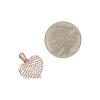 10K Rose Gold Puffed Heart VS Diamond Pendant 1.18 CT 0.8"