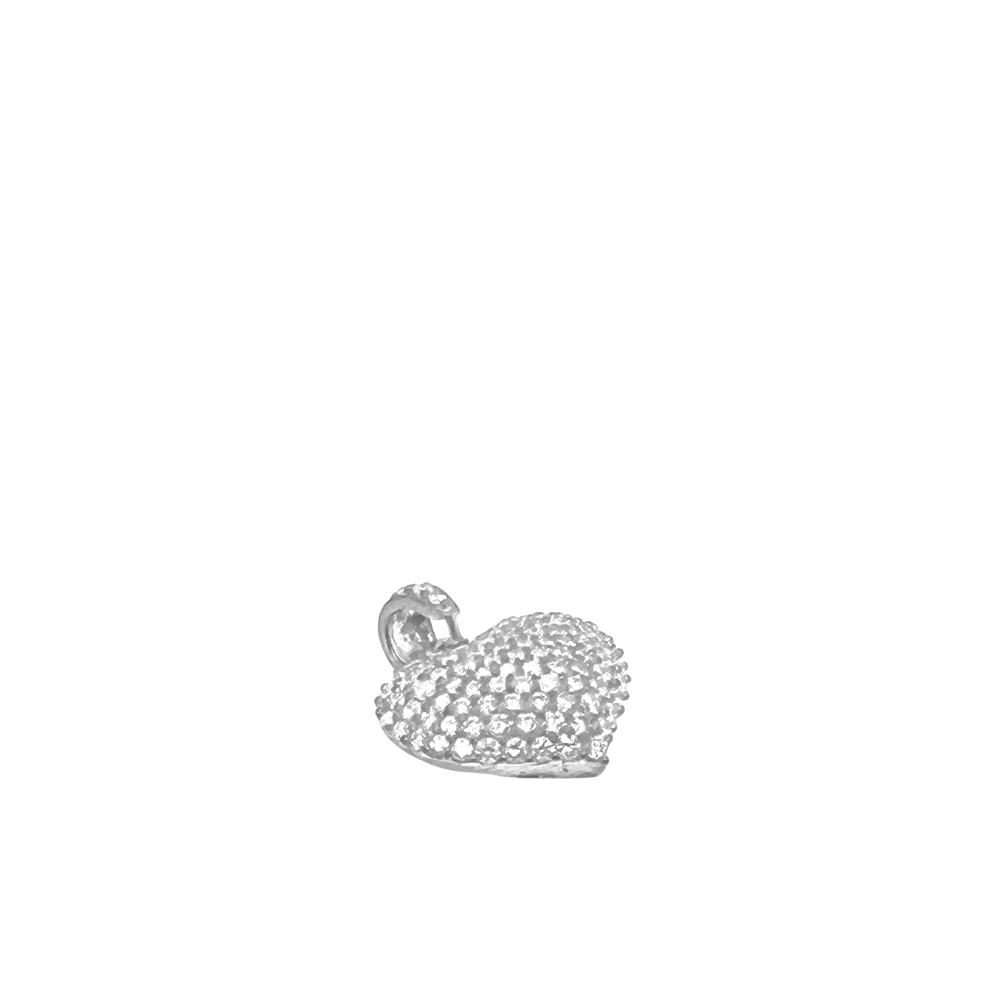 10K White Gold Puffed Heart VS Diamond Pendant 1.18 CT 0.8"