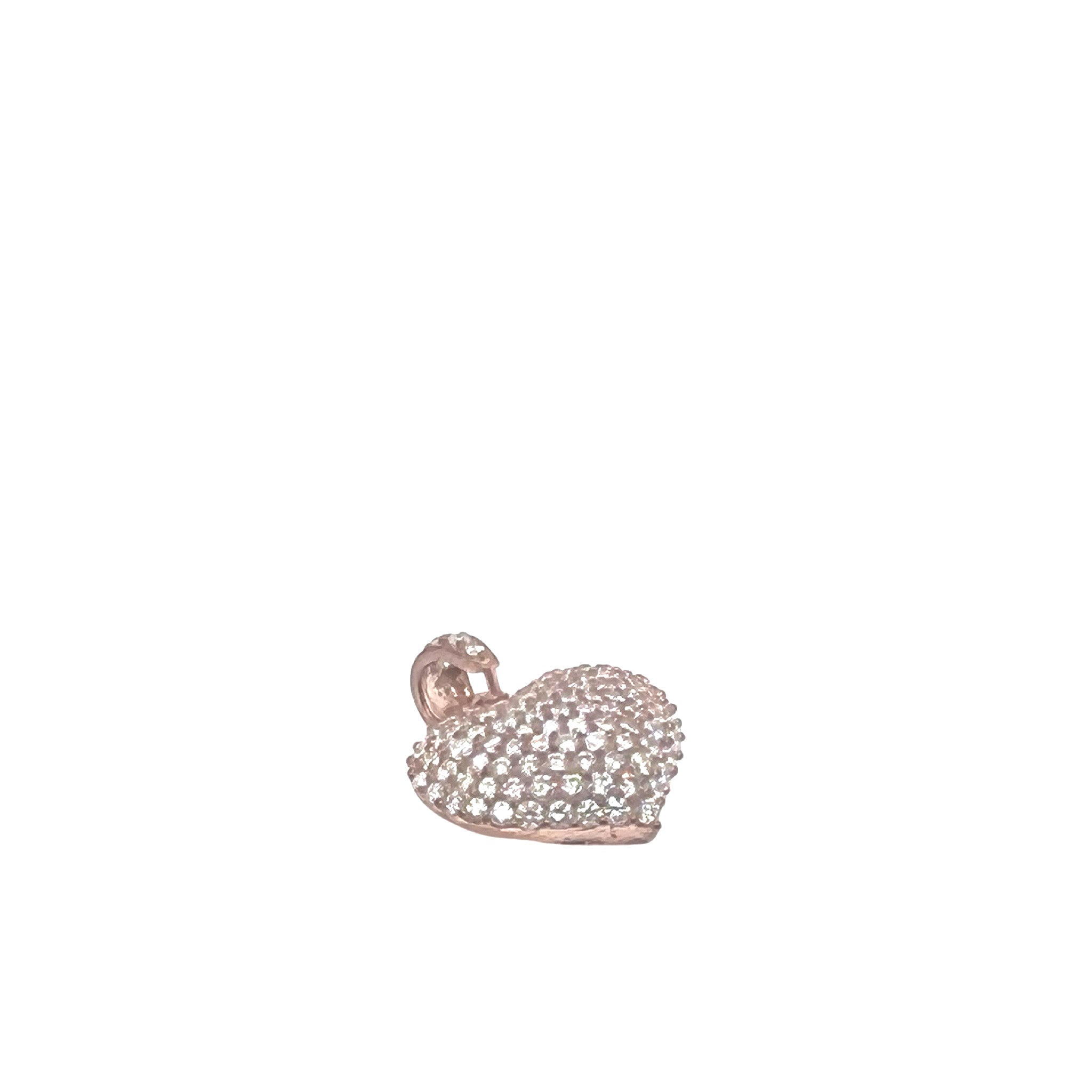 10K Rose Gold Puffed Heart VS Diamond Pendant 1.18 CT 0.8"