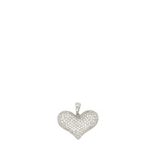 Load image into Gallery viewer, 14K White Gold Puffed Heart Diamond Pendant 0.71 CT 0.65&quot;
