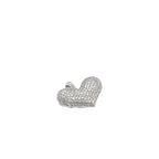 14K White Gold Puffed Heart Diamond Pendant 0.71 CT 0.65"