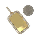 10K Yellow Gold Memory Frame Baguette Diamond Pendant 3.19 CT 2.7"