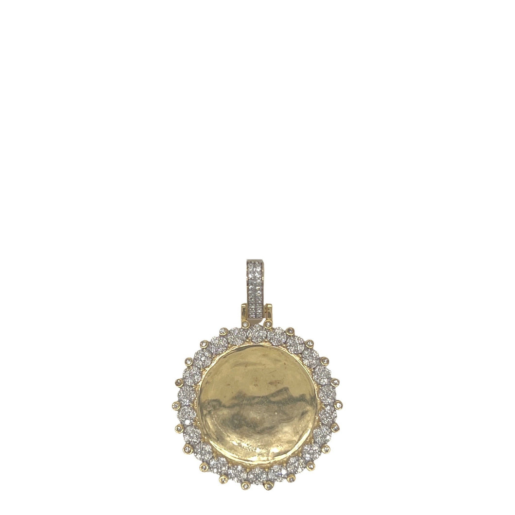 10K Yellow Gold Round Memory Frame Diamond Pendant 0.22 CT 1.35