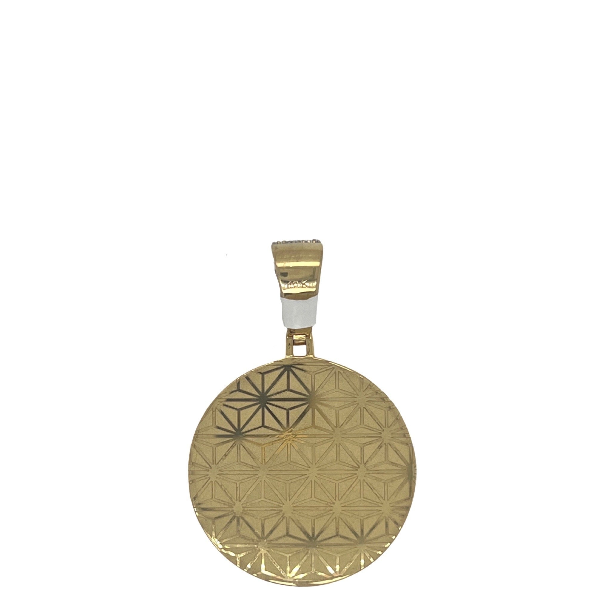 10K Yellow Gold Round Memory Frame Diamond Pendant 2.15 CT 1.75"