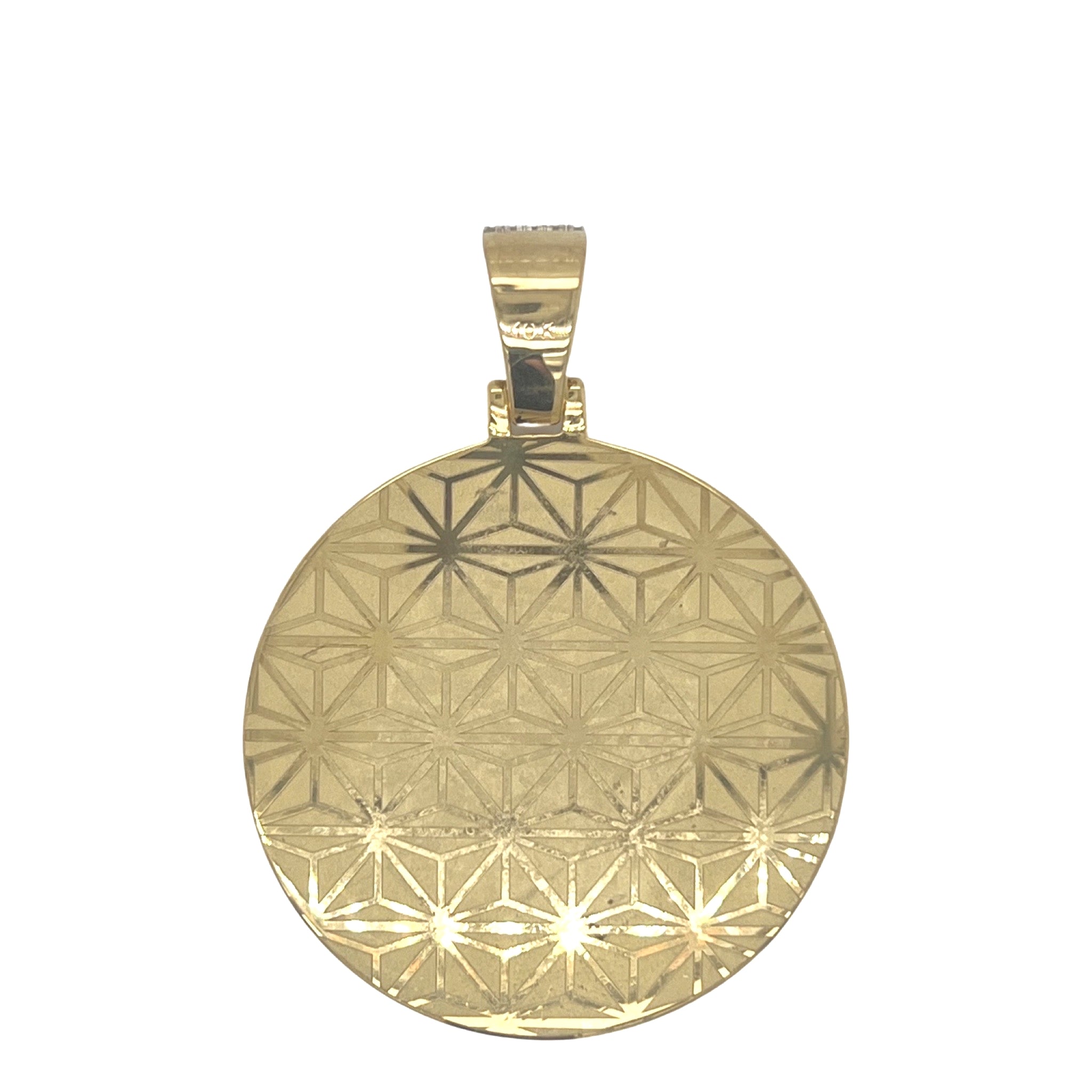 10K Yellow Gold Round Memory Frame Diamond Pendant 1.61 CT 2"