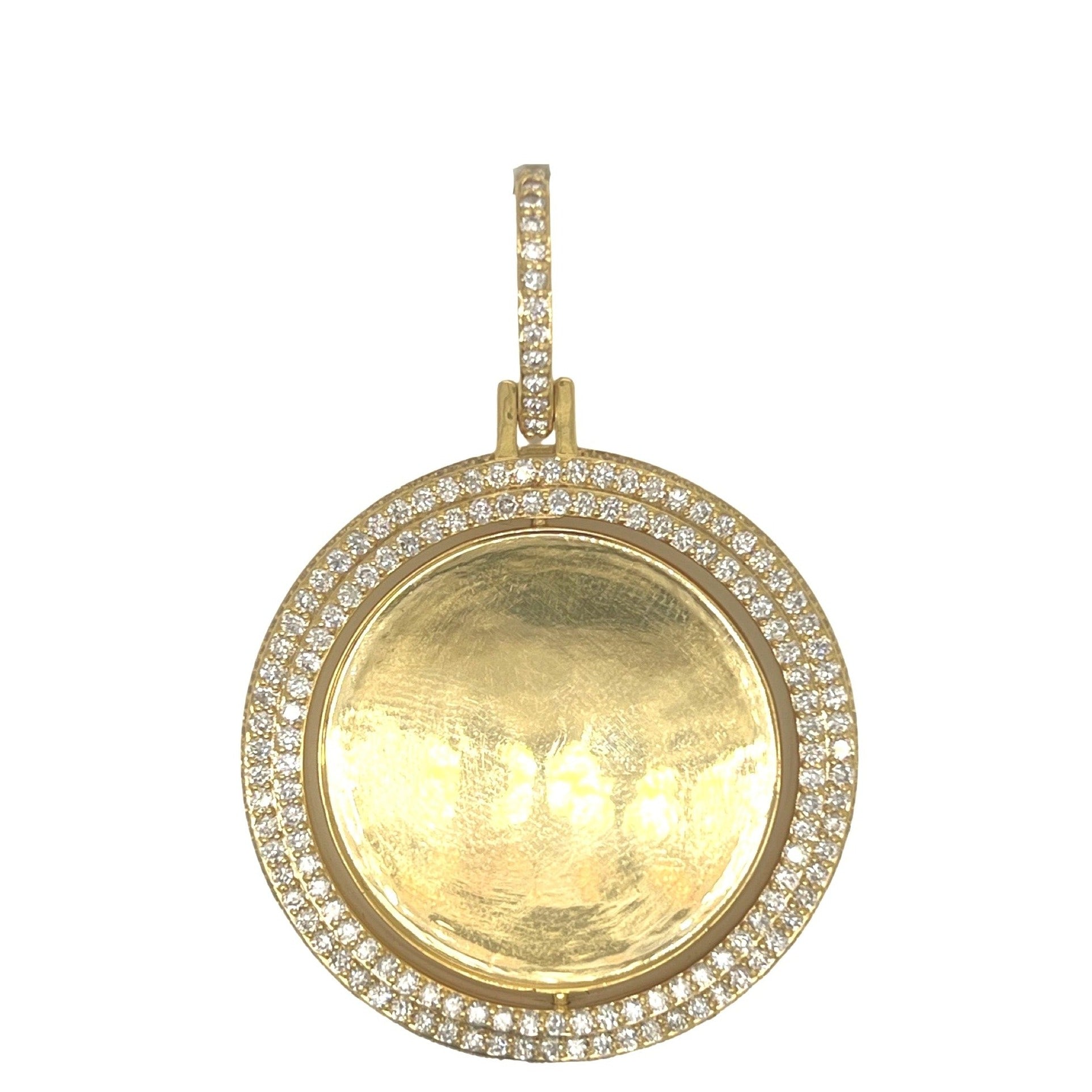 10K Yellow Gold Swivel Memory Frame VS Diamond Pendant 2.25 CT 2.25"