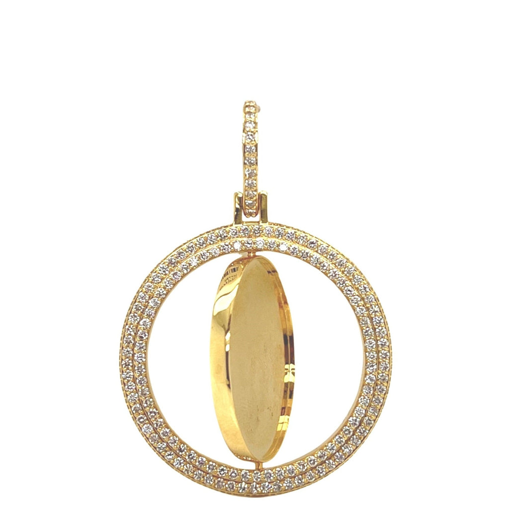 10K Yellow Gold Swivel Memory Frame VS Diamond Pendant 2.25 CT 2.25"