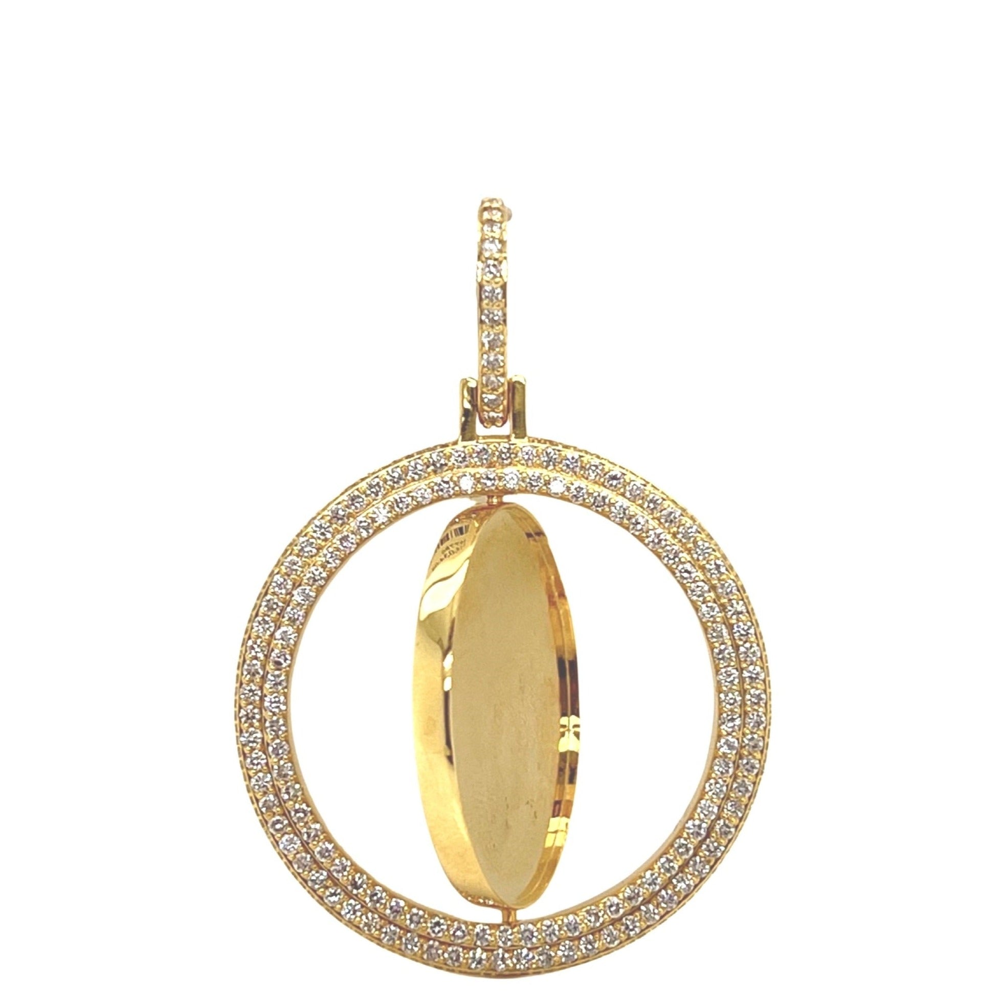 10K Yellow Gold Swivel Memory Frame VS Diamond Pendant 2.25 CT 2.25"