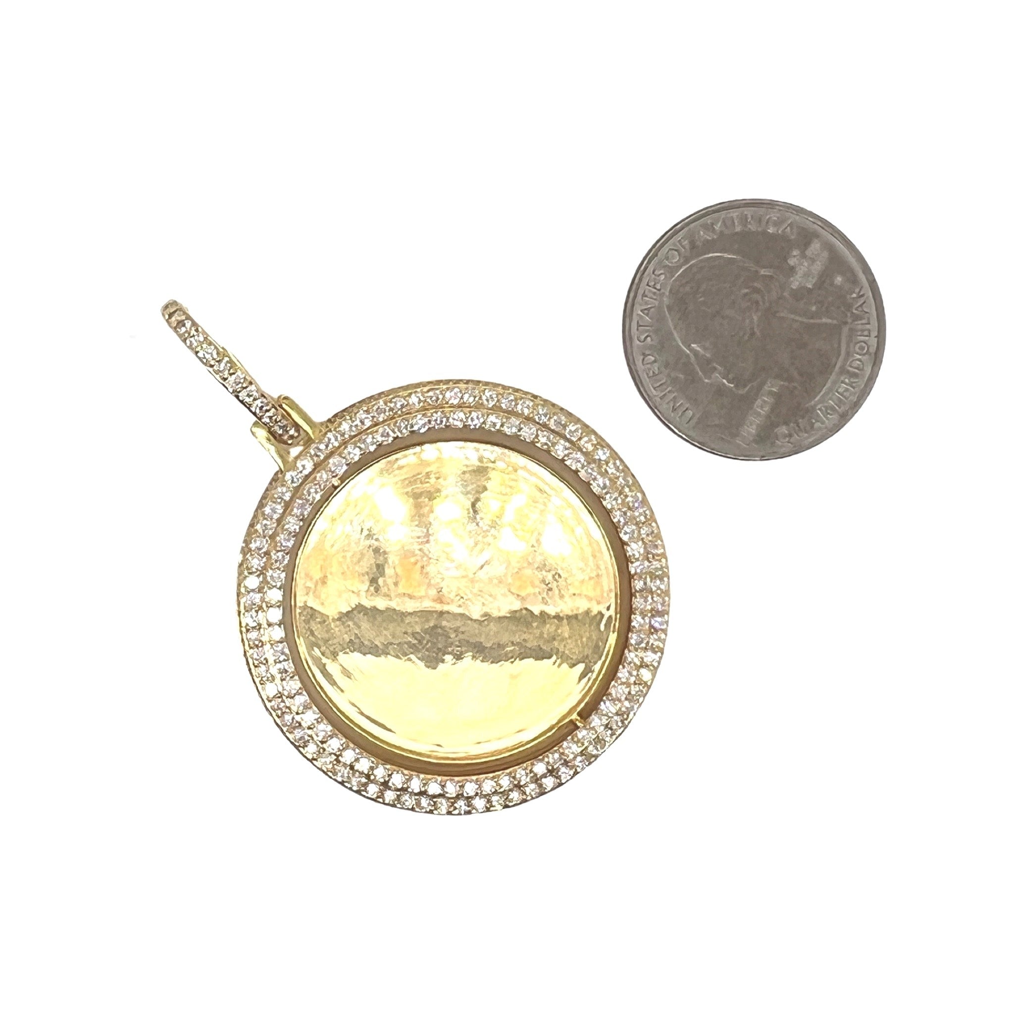 10K Yellow Gold Swivel Memory Frame VS Diamond Pendant 2.25 CT 2.25"