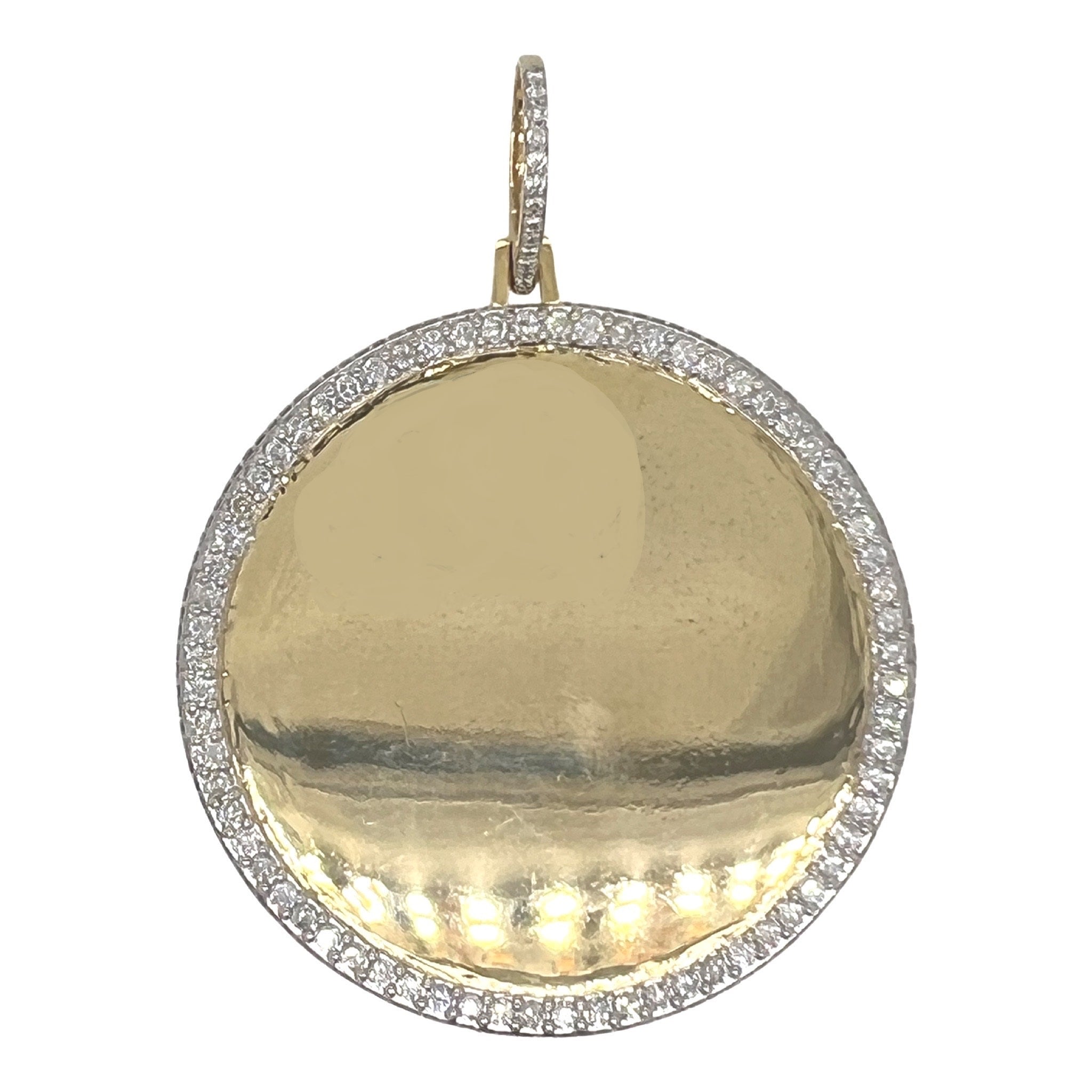 10K Yellow Gold Round Memory Frame VS Diamond Pendant 4.03 CT 2.75"