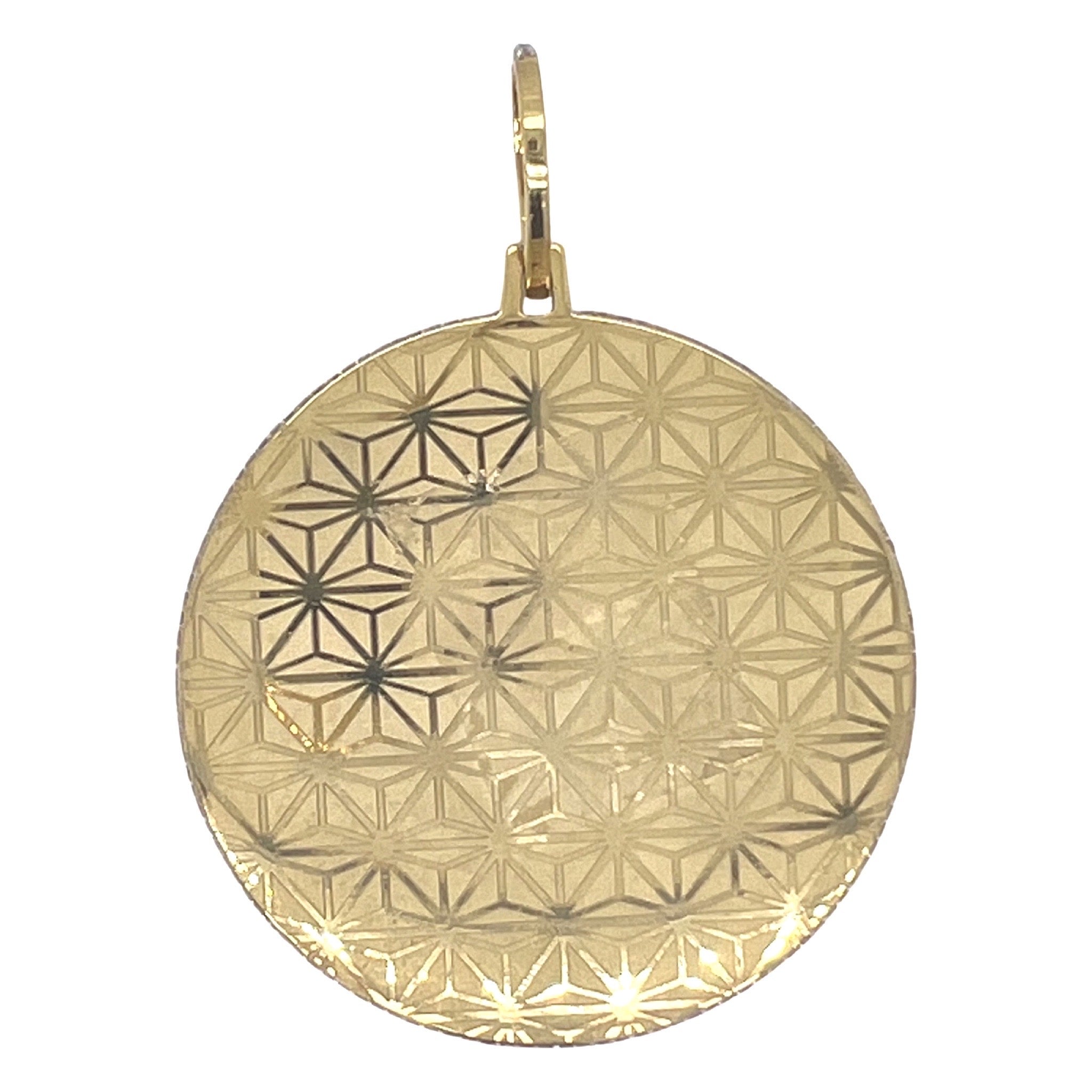 10K Yellow Gold Round Memory Frame VS Diamond Pendant 4.03 CT 2.75"