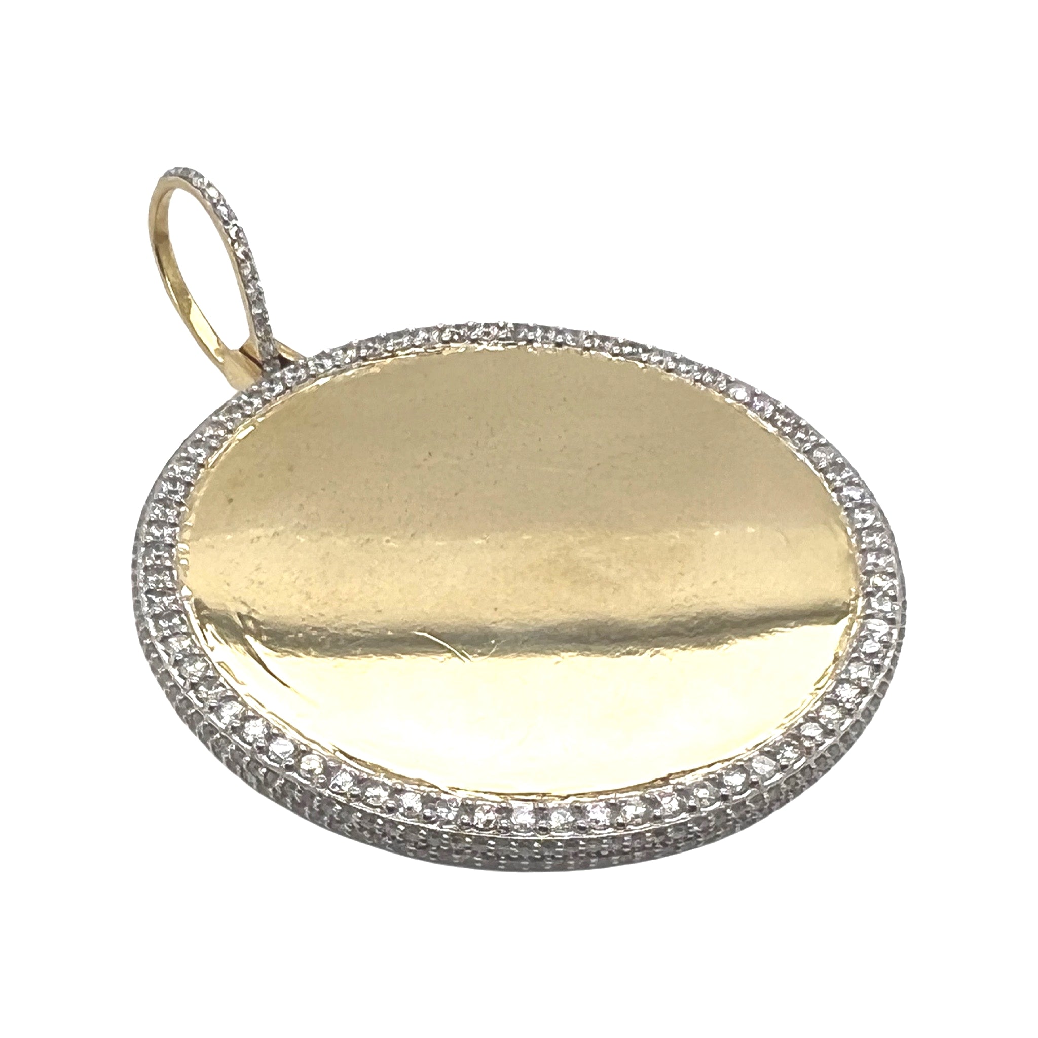 10K Yellow Gold Round Memory Frame VS Diamond Pendant 4.03 CT 2.75"