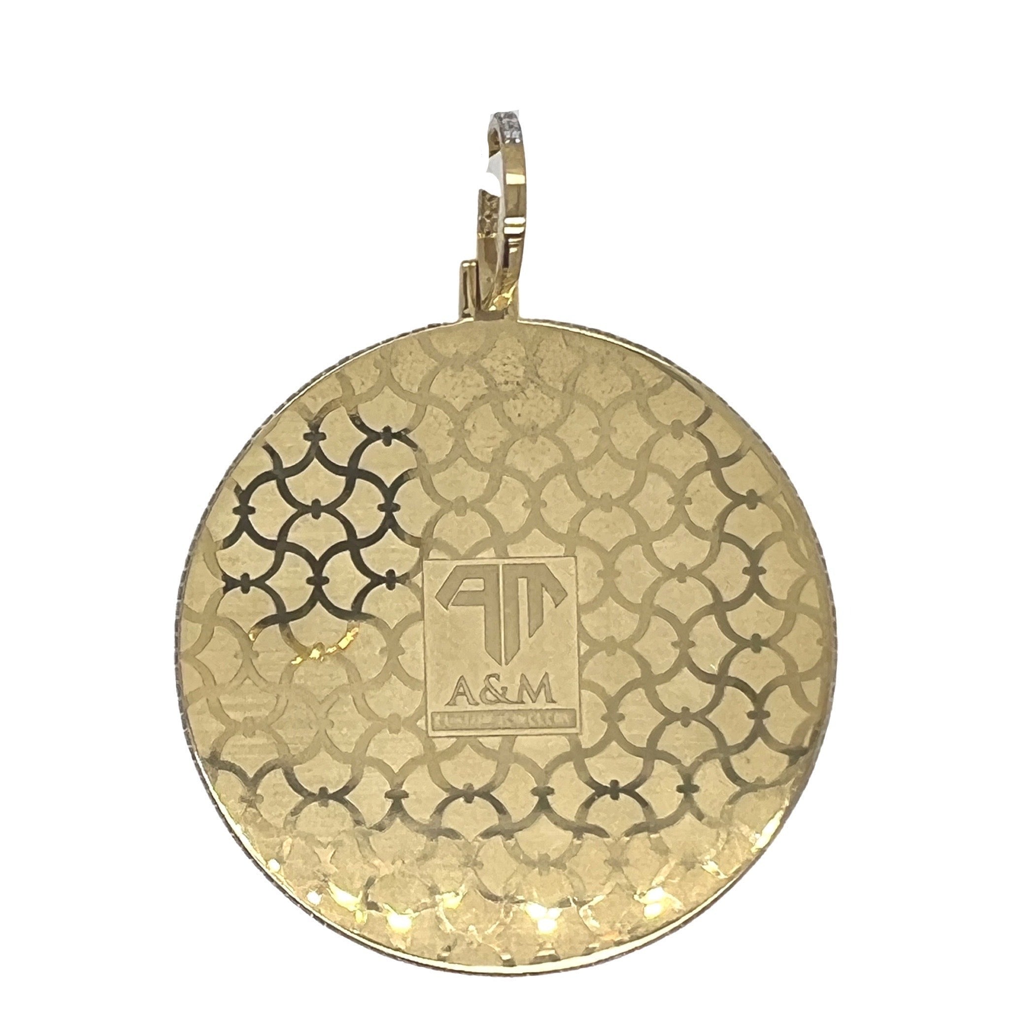 10K Yellow Gold Round Memory Frame VS Diamond Pendant 2.74 CT 2.75"