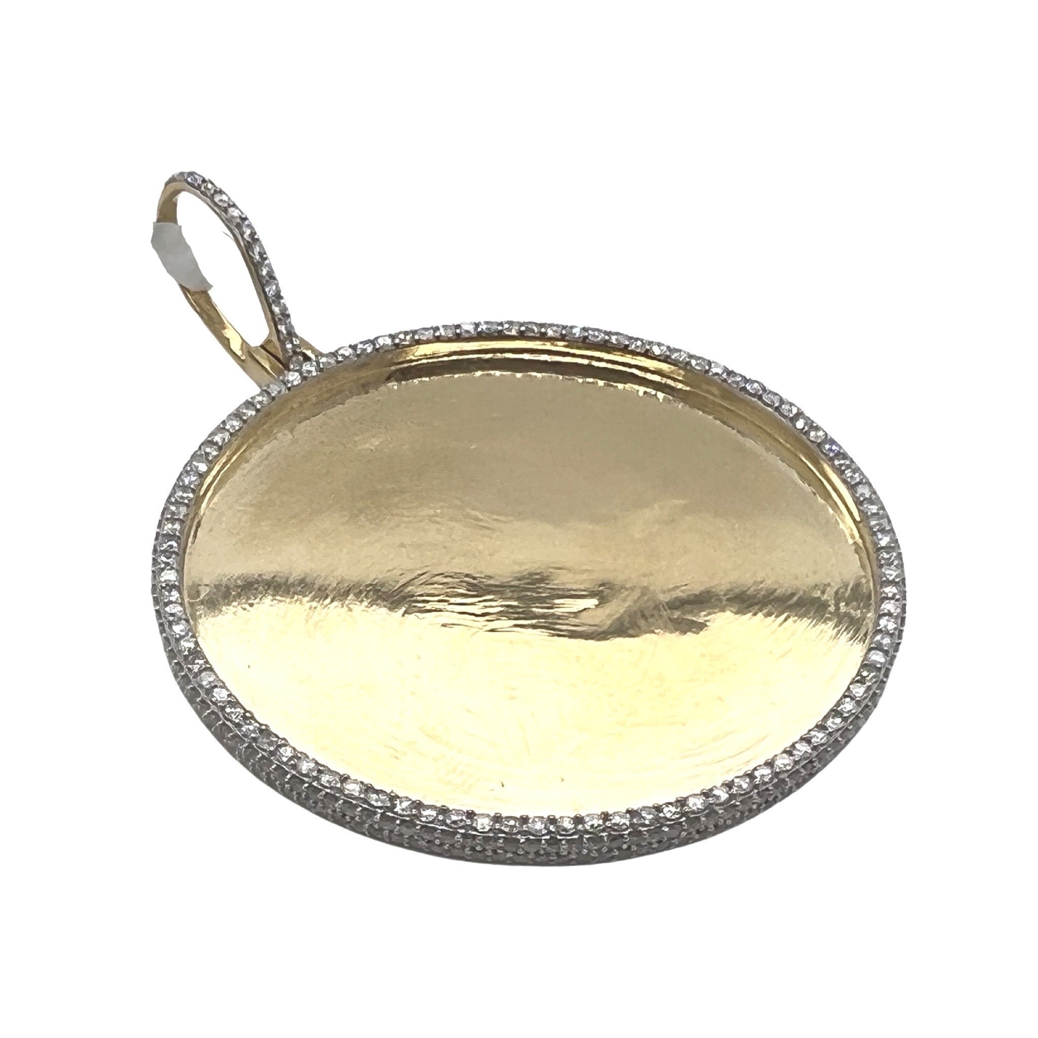 10K Yellow Gold Round Memory Frame VS Diamond Pendant 2.74 CT 2.75"