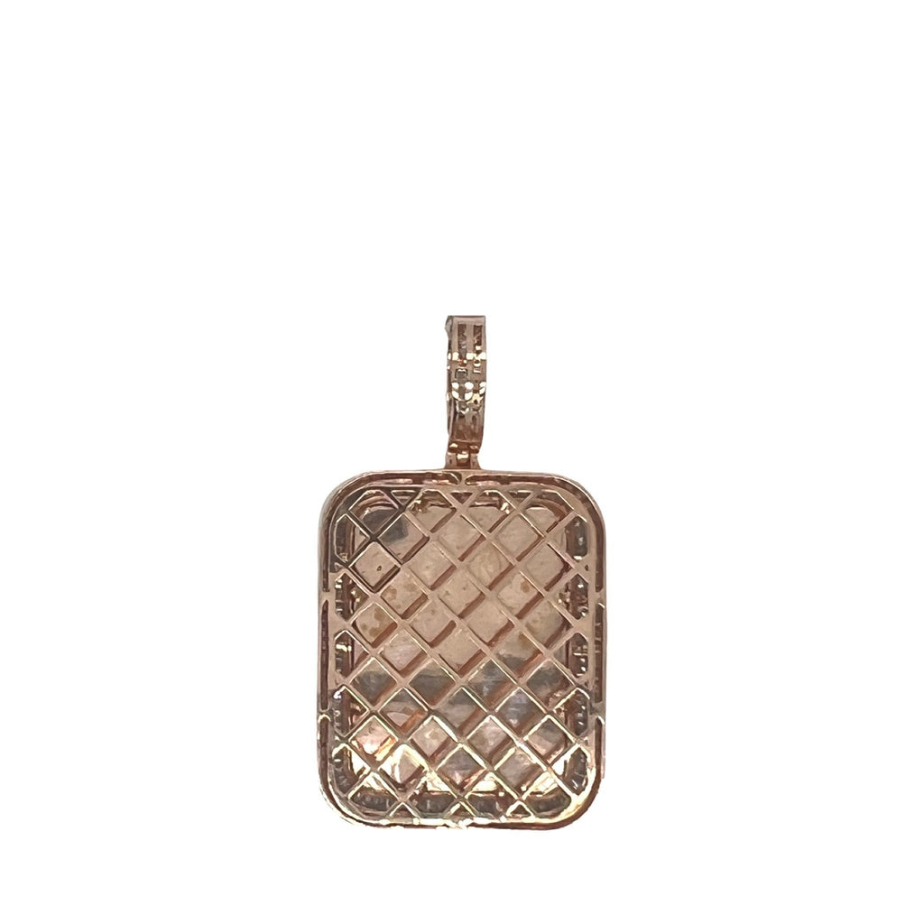 10K Rose Gold Memory Frame Baguette Diamond Pendant 2.0 CT 1.8"