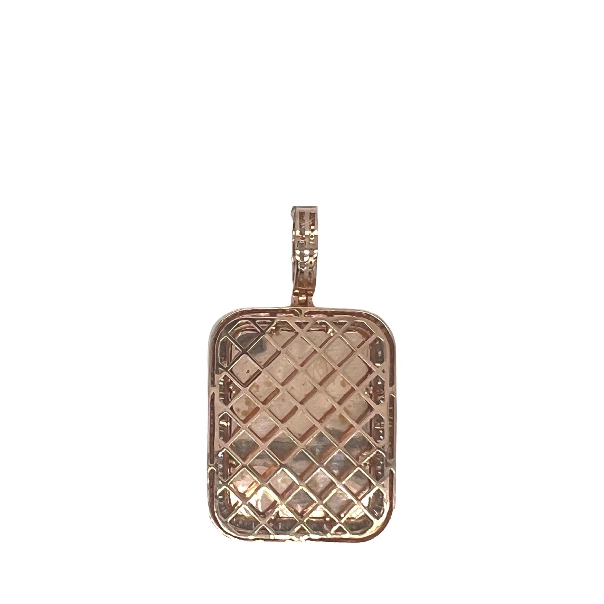 10K Rose Gold Memory Frame Baguette Diamond Pendant 2.0 CT 1.8"