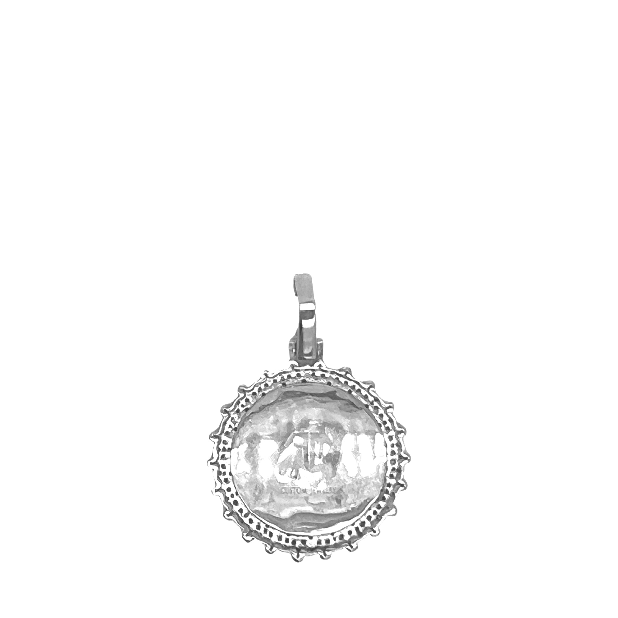 10K White Gold Round Memory Frame Diamond Pendant 0.22 CT 1.35"