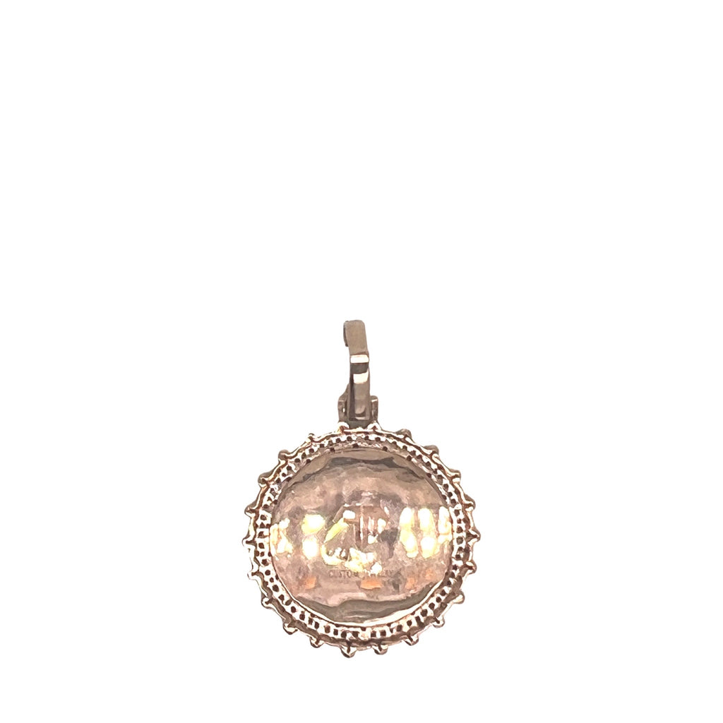 10K Rose Gold Round Memory Frame Diamond Pendant 0.22 CT 1.35"