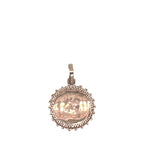10K Rose Gold Round Memory Frame Diamond Pendant 0.22 CT 1.35"