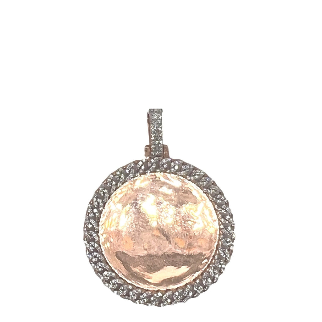 10K Rose Gold Miami Cuban Memory Frame Diamond Pendant 0.69 CT 1.7"