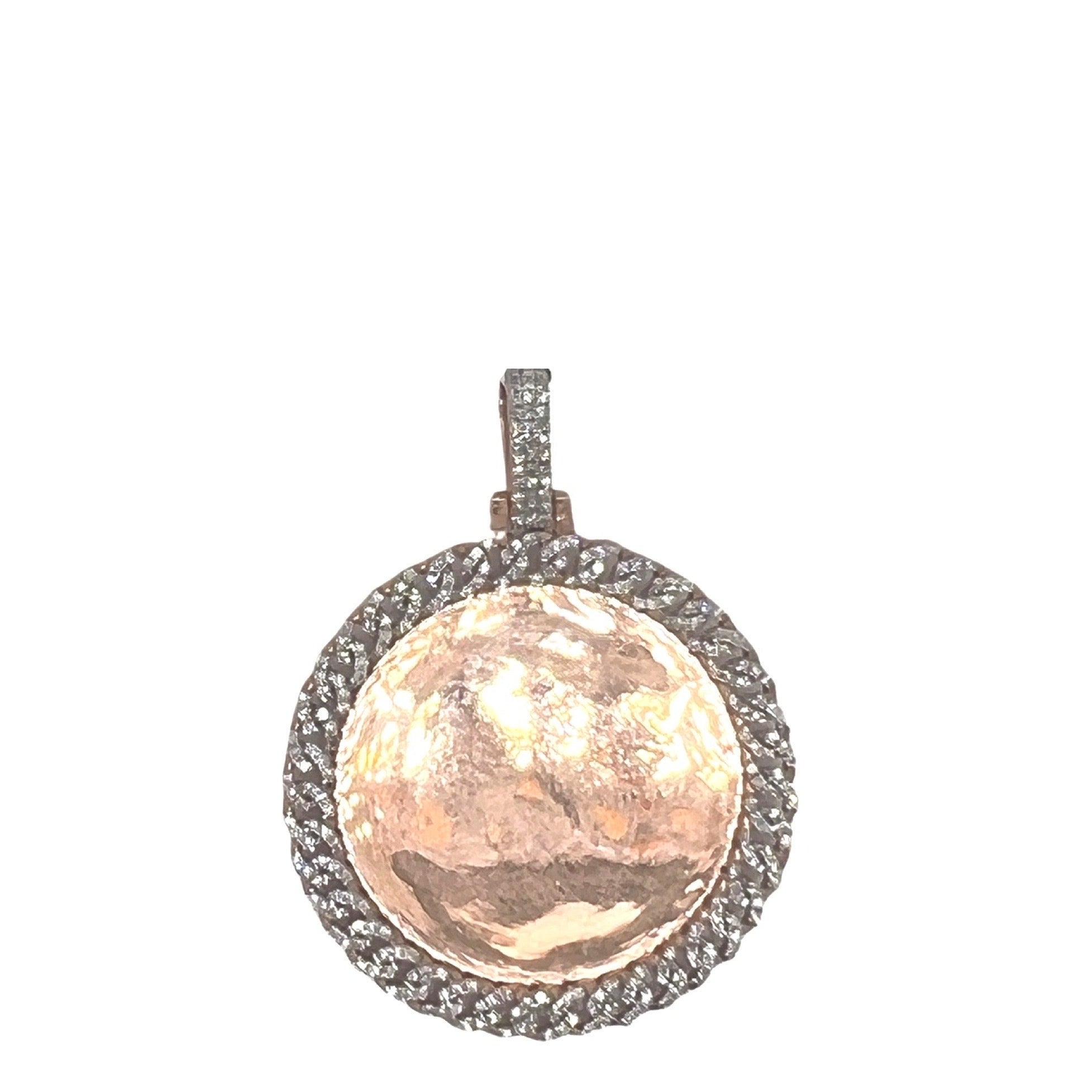 10K Rose Gold Miami Cuban Memory Frame Diamond Pendant 0.69 CT 1.7"