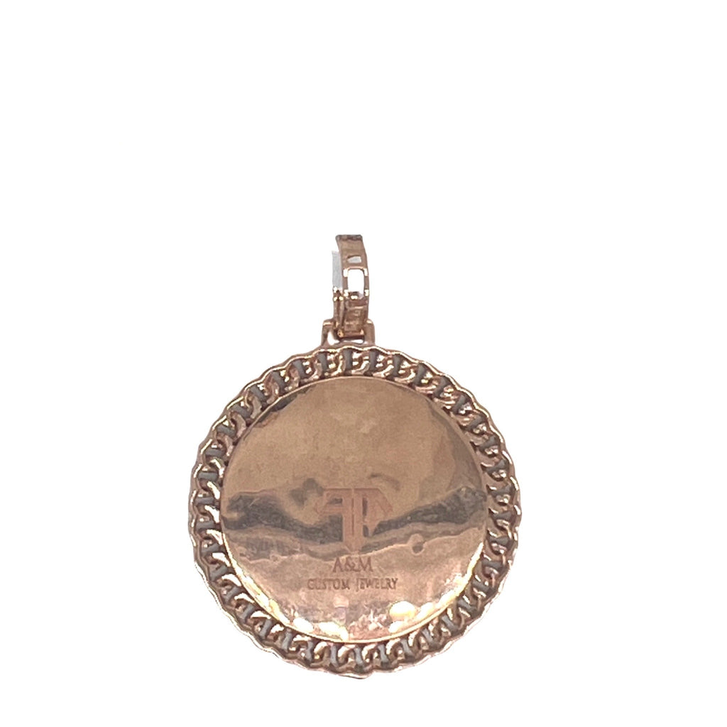 10K Rose Gold Miami Cuban Memory Frame Diamond Pendant 0.69 CT 1.7"