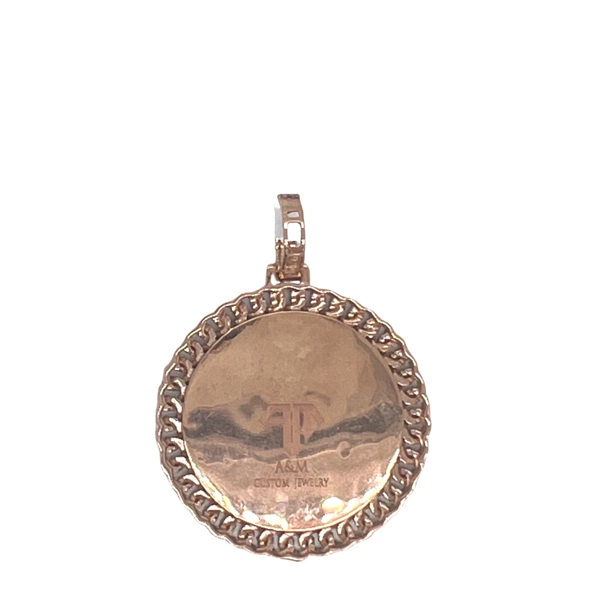 10K Rose Gold Miami Cuban Memory Frame Diamond Pendant 0.69 CT 1.7"