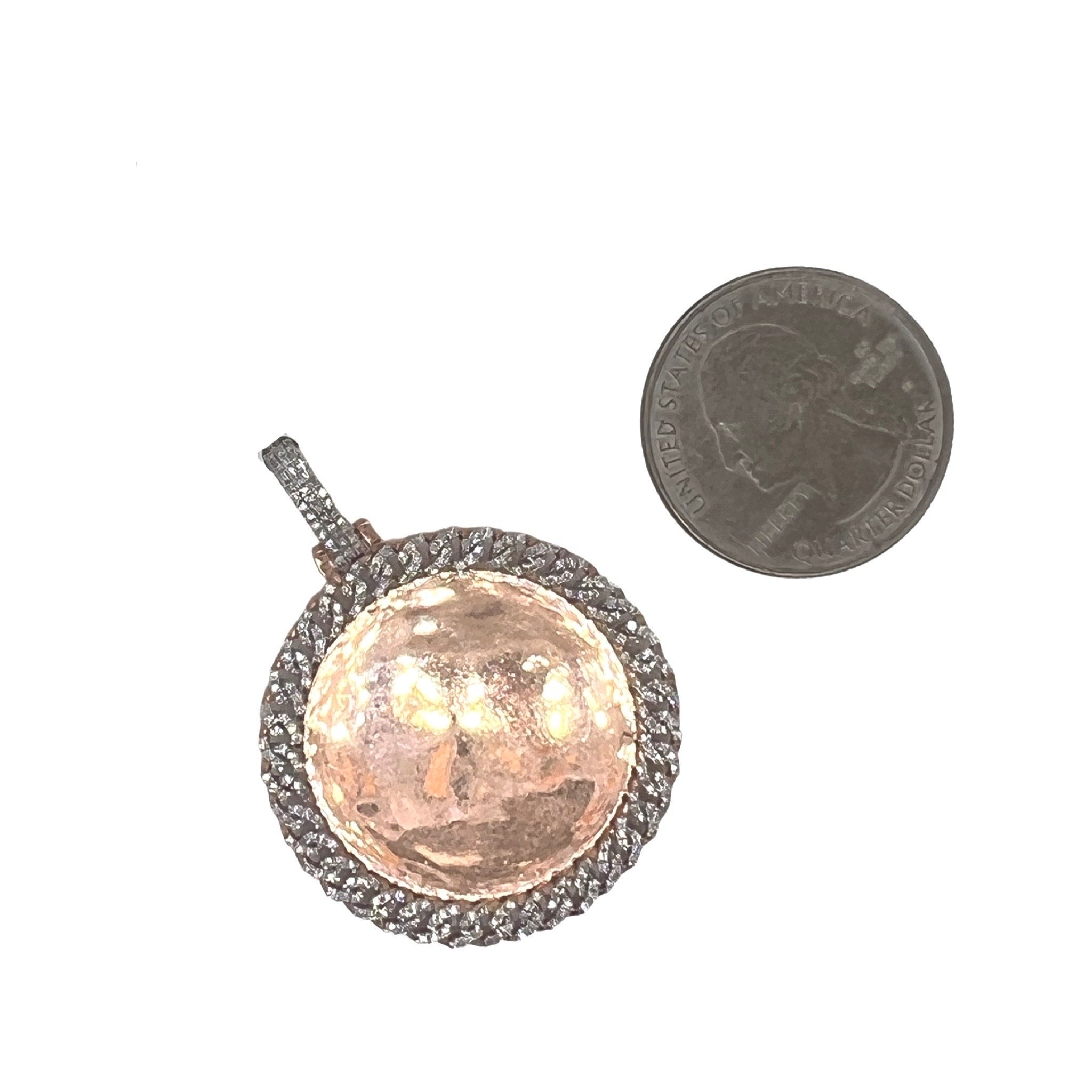 10K Rose Gold Miami Cuban Memory Frame Diamond Pendant 0.69 CT 1.7"