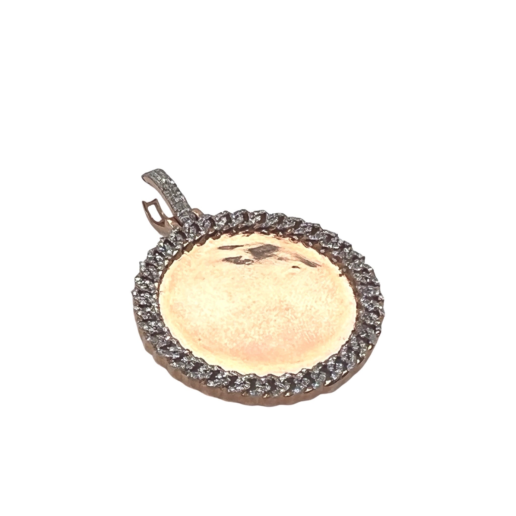 10K Rose Gold Miami Cuban Memory Frame Diamond Pendant 0.69 CT 1.7"