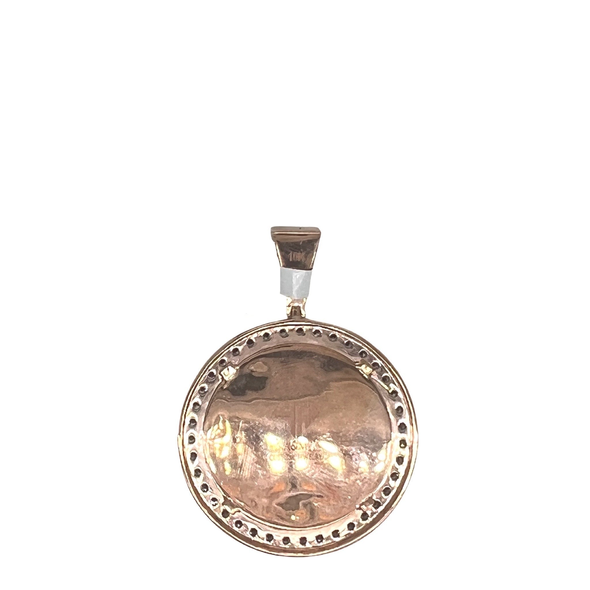 10K Rose Gold Round Memory Frame Diamond Pendant 1.58 CT 1.75"
