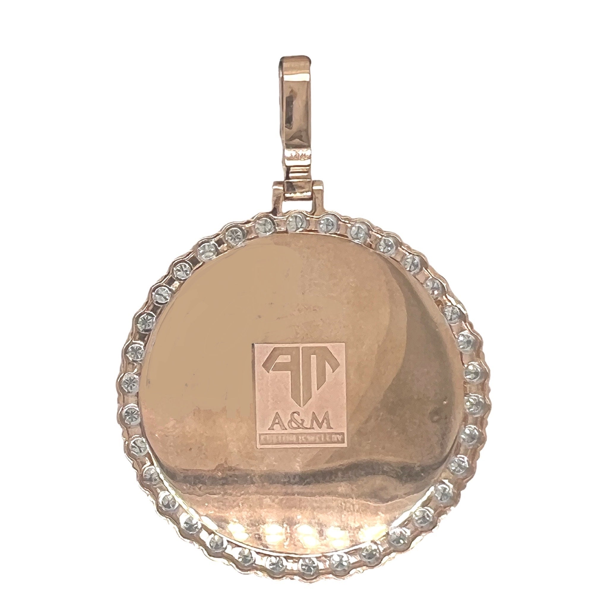 10K Rose Gold Memory Frame VS Diamond Pendant 1.73 CT 2.7"