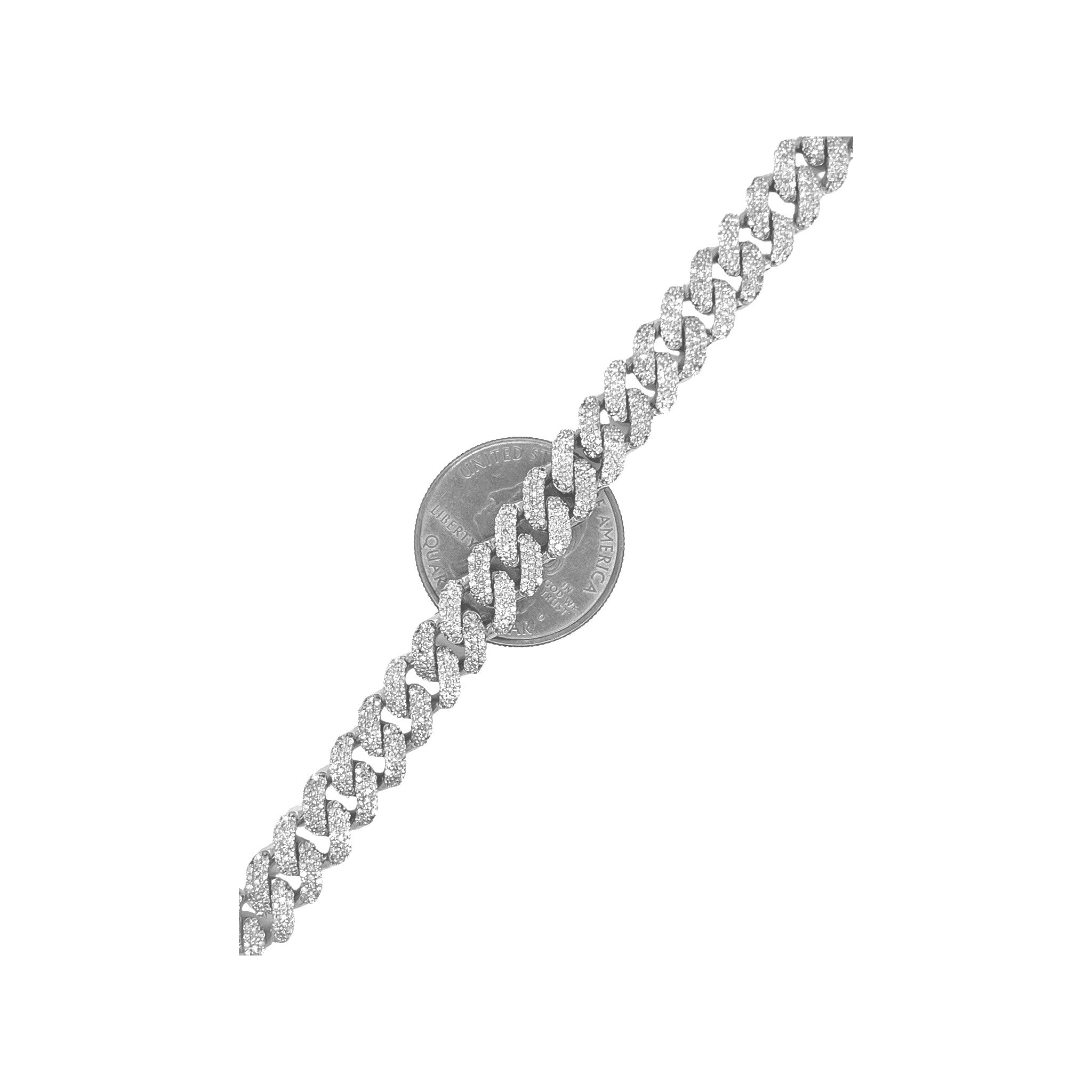10K White Gold 8MM Miami Cuban Pave Diamond Bracelet 4.69 CT 8.5"