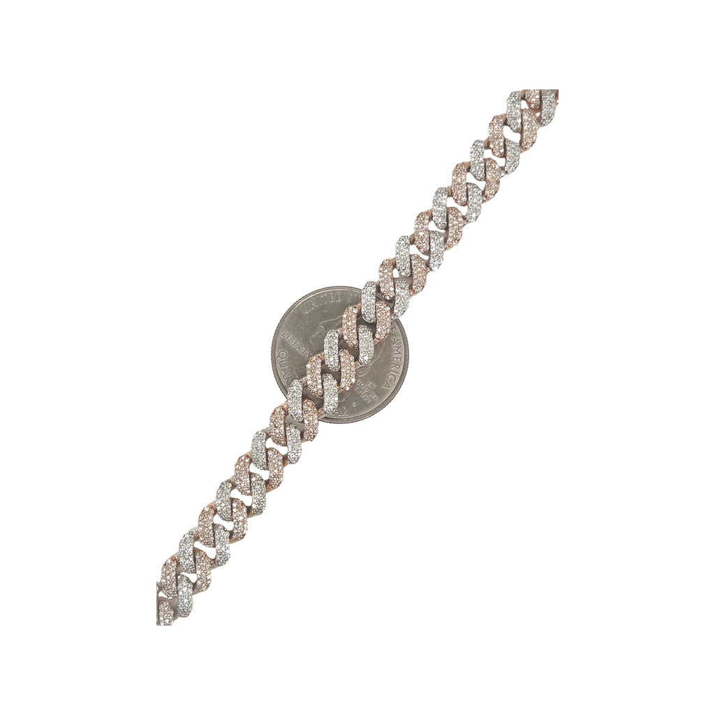 10K Two-Tone Gold 8MM Miami Cuban Pave Diamond Chain 11.5 CT - 22"