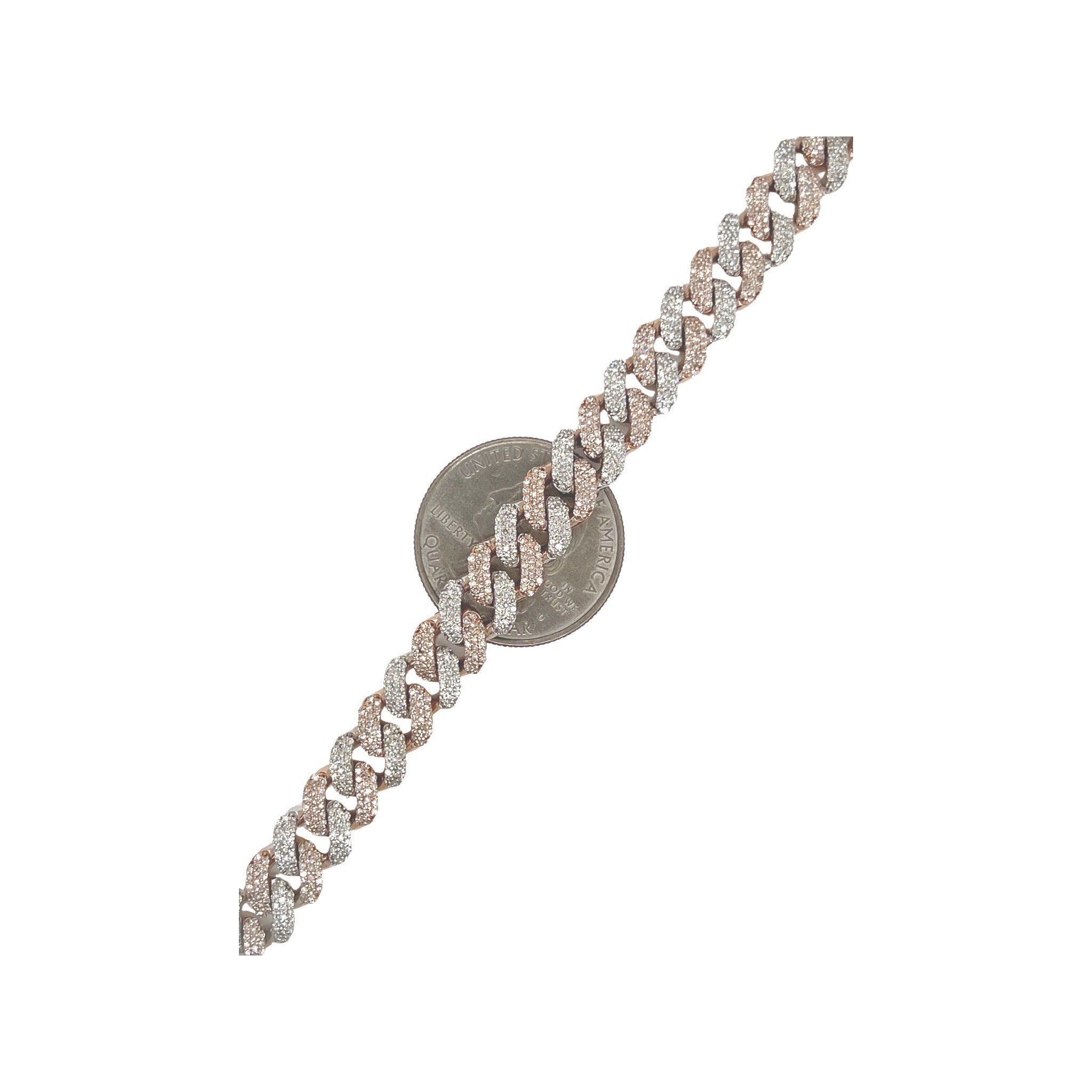 10K Two-Tone Gold 8MM Miami Cuban Pave Diamond Chain 11.5 CT - 22"