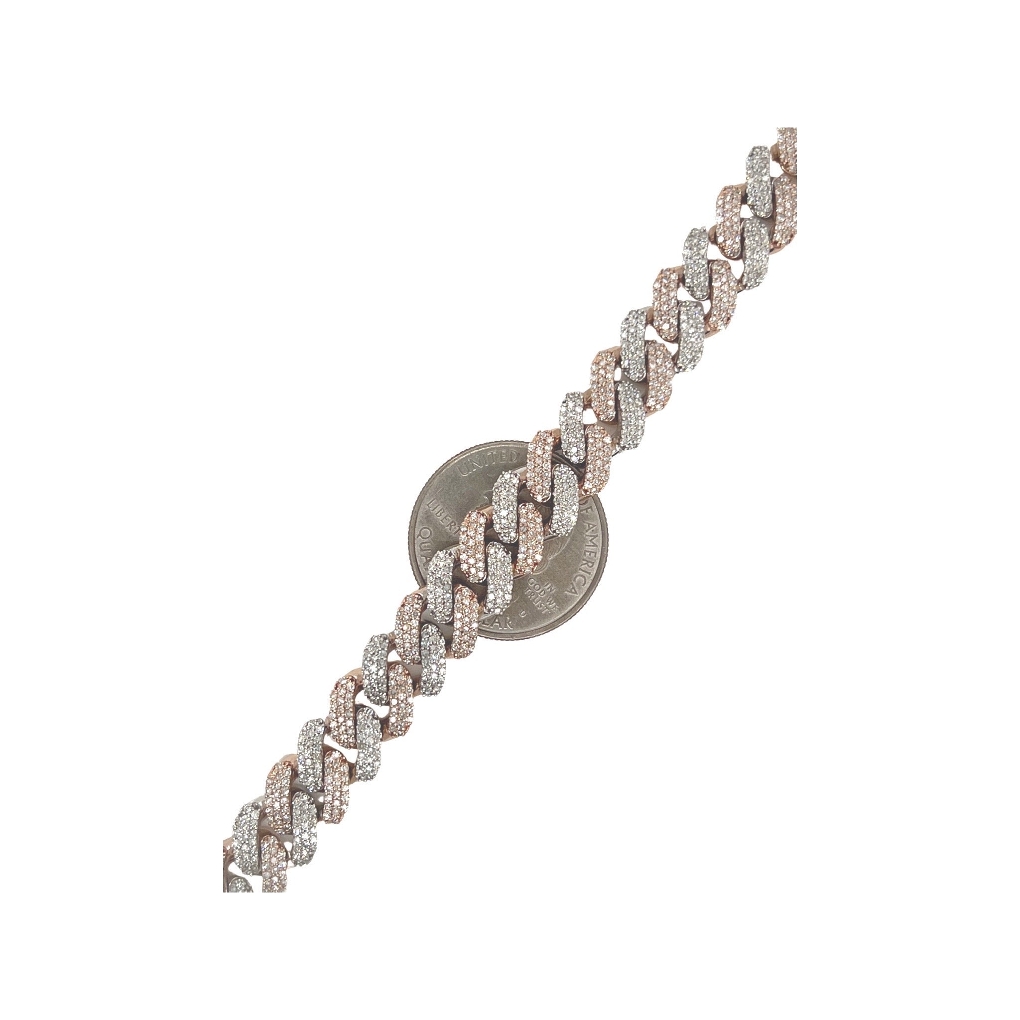 10K Two-Tone Gold 10MM Miami Cuban Pave Diamond Chain 15.5 CT - 22"