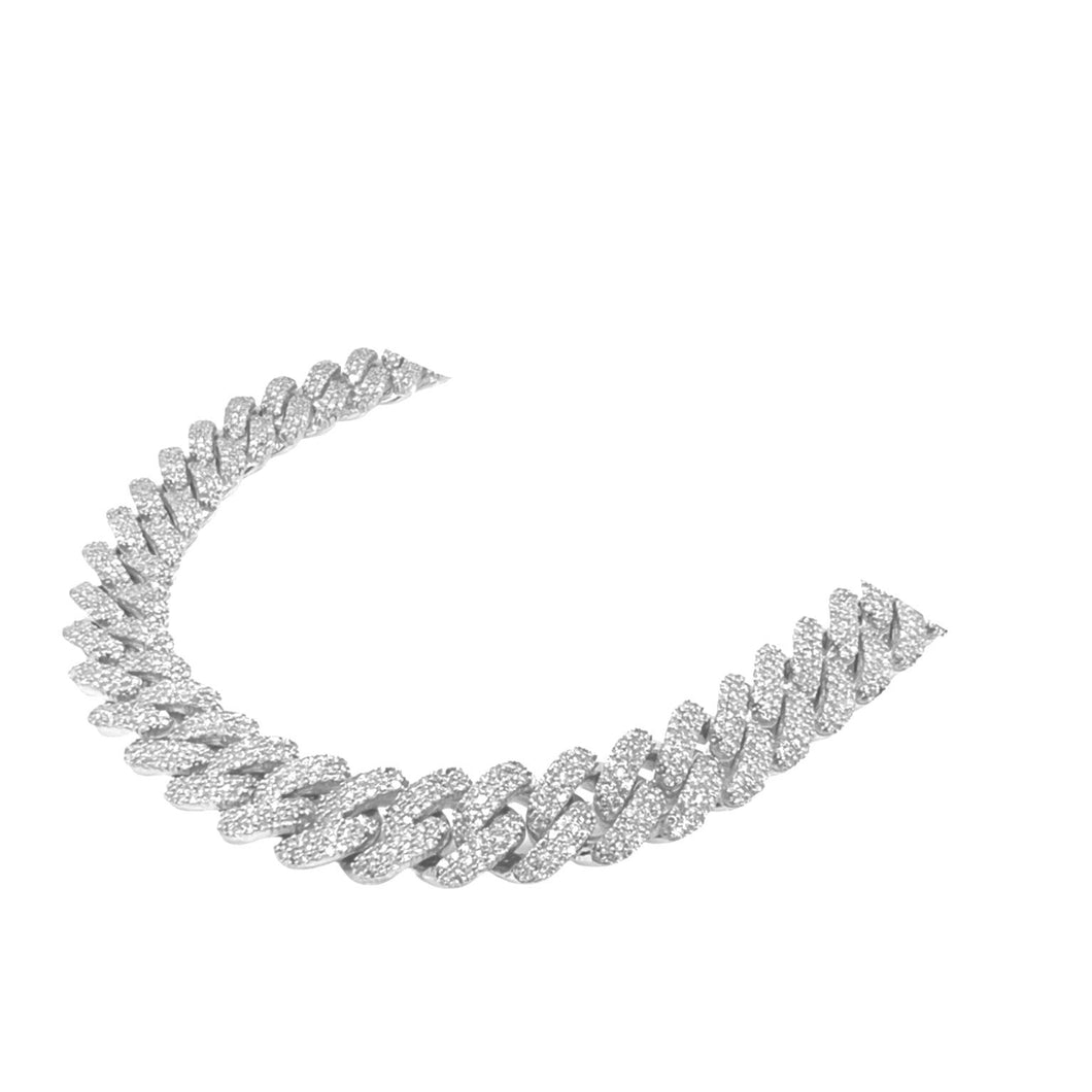 10K White Gold 10MM Miami Cuban Pave Diamond Chain 15.5 CT - 22