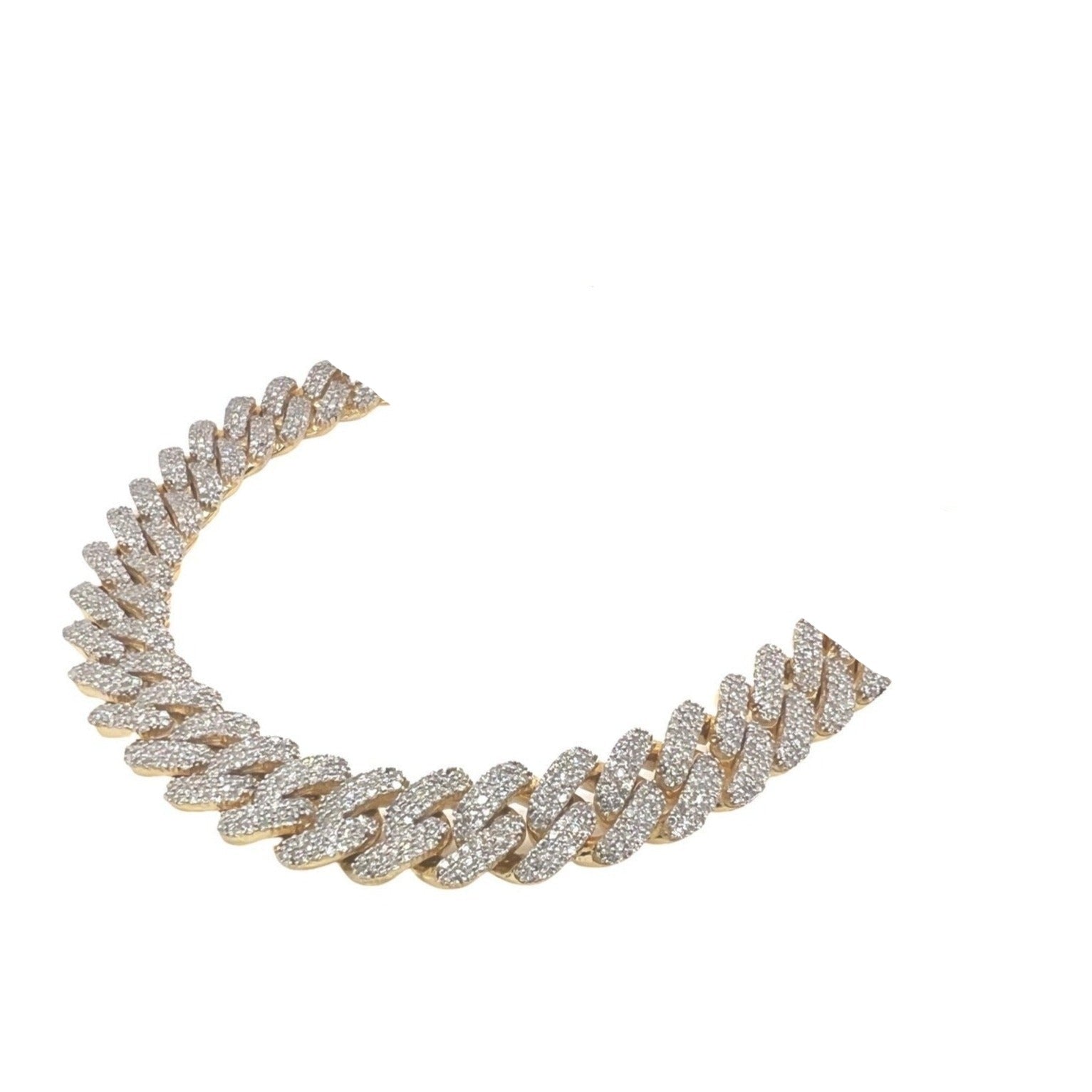 10K Yellow Gold 10MM Miami Cuban Pave Diamond Chain 15.5 CT - 22"