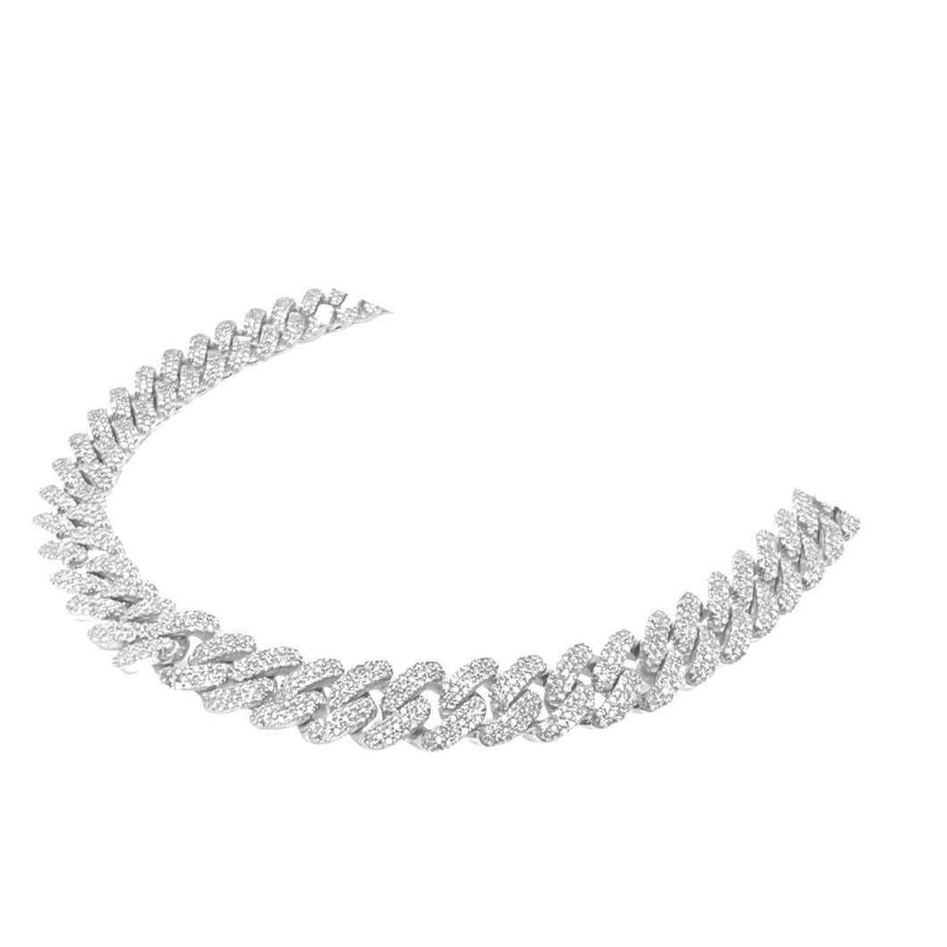 10K White Gold 8MM Miami Cuban Pave Diamond Chain 11.5 CT - 22