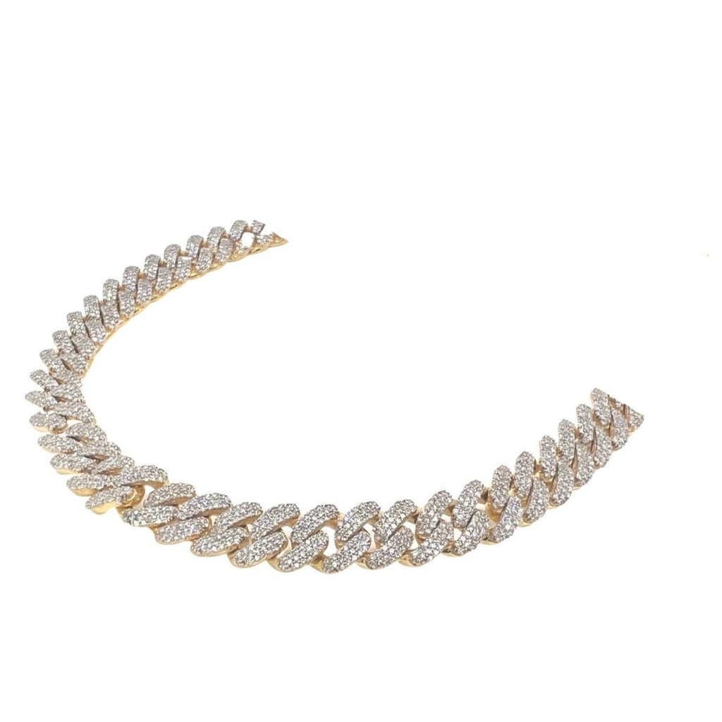 10K Yellow Gold 8MM Miami Cuban Pave Diamond Chain 11.5 CT - 22"