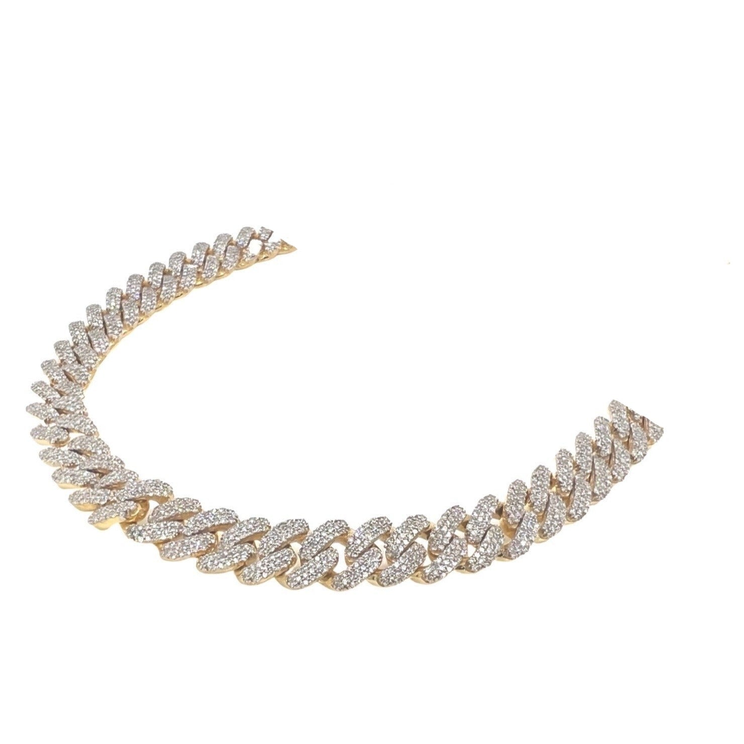 10K Yellow Gold 8MM Miami Cuban Pave Diamond Chain 11.5 CT - 22"