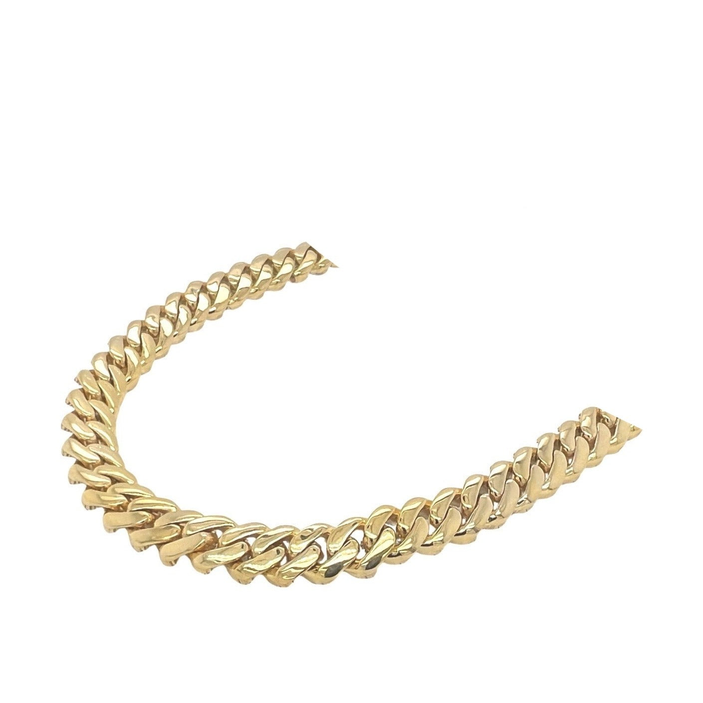 10K Yellow Gold 8MM Miami Cuban Pave Diamond Chain 11.5 CT - 22"