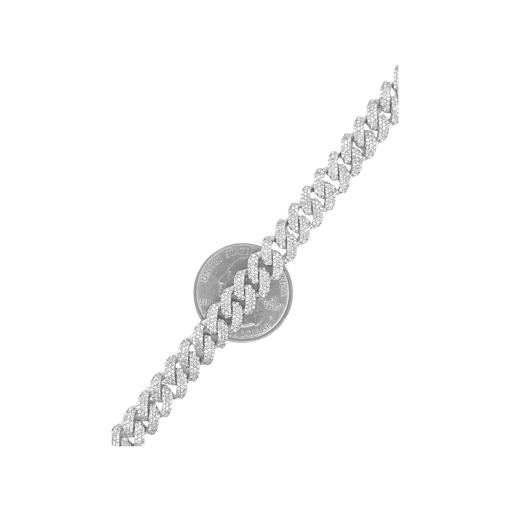 10K White Gold 8MM Miami Cuban Pave Diamond Chain 11.5 CT - 22"