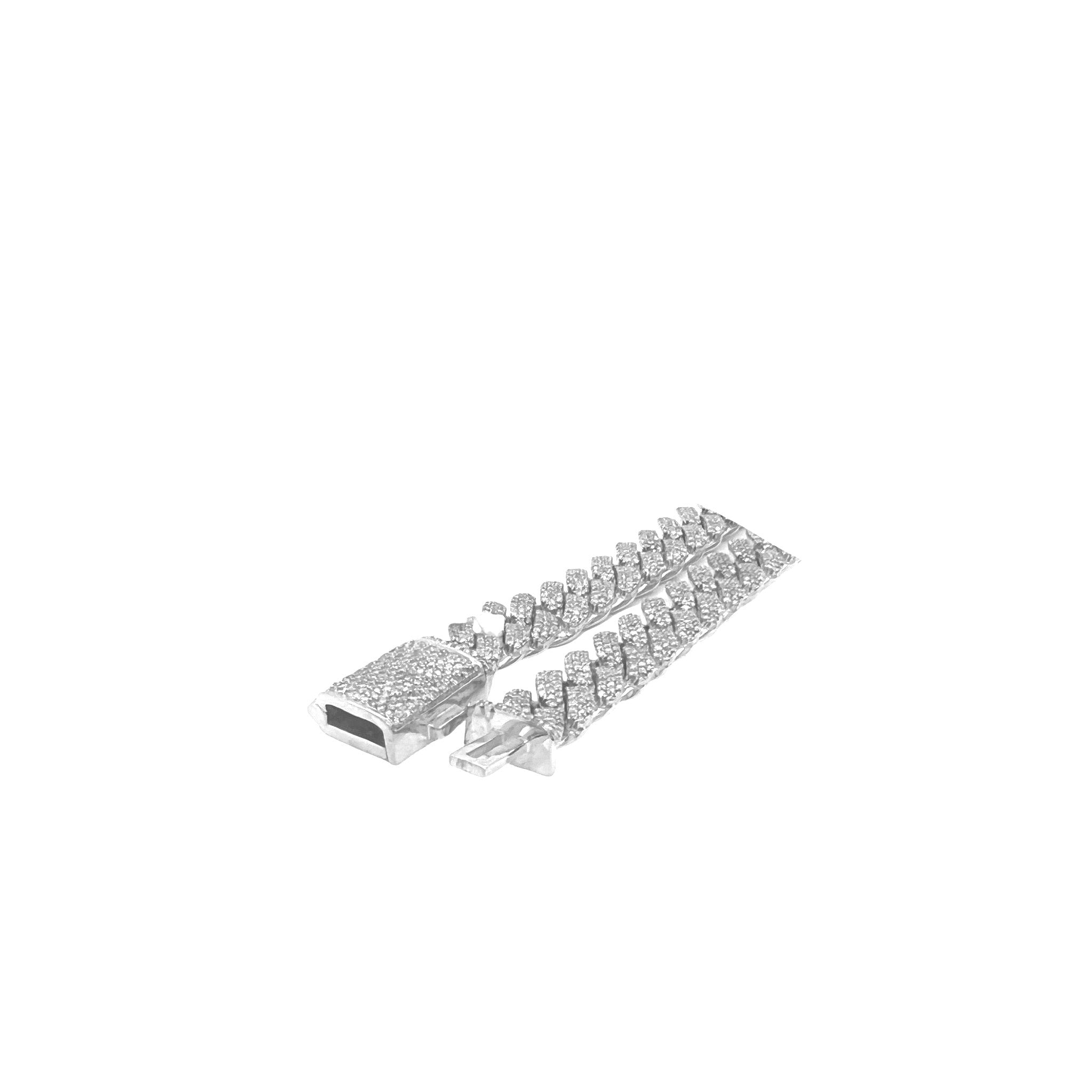 10K White Gold 8MM Miami Cuban Pave Diamond Chain 11.5 CT - 22"