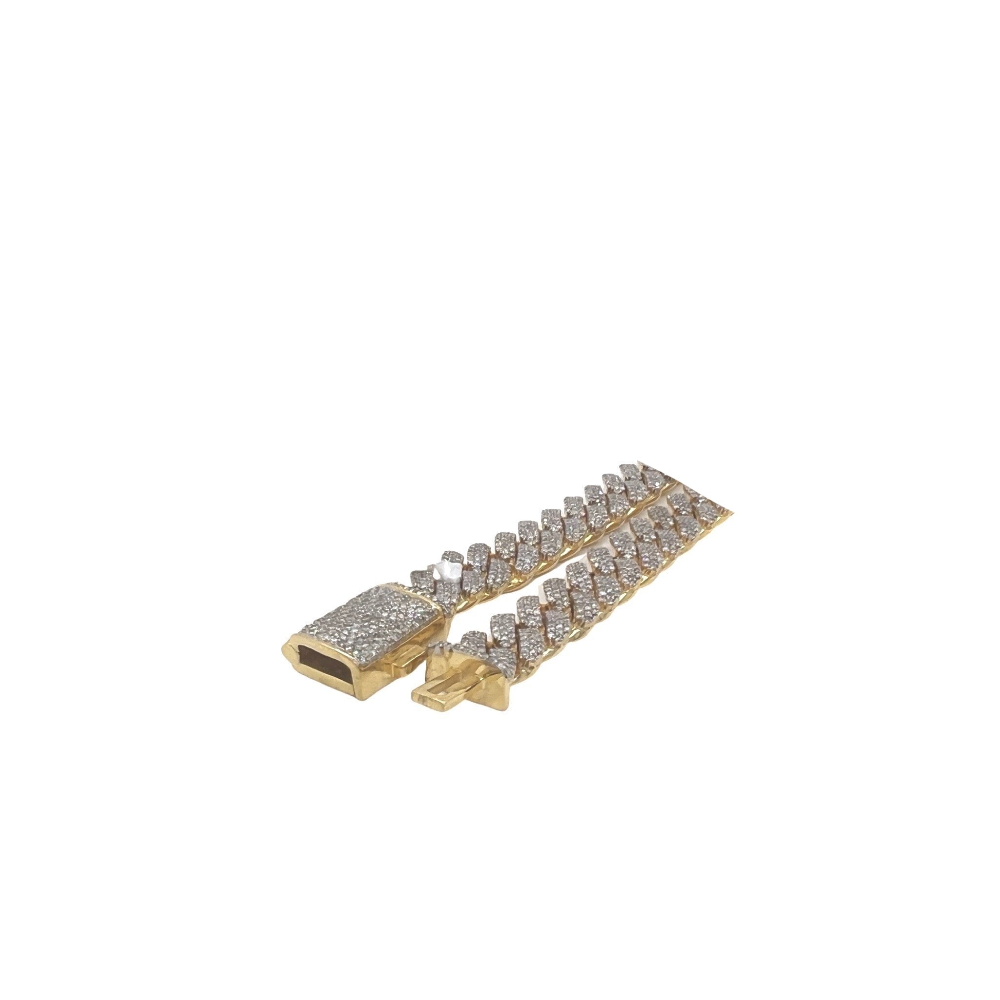 10K Yellow Gold 8MM Miami Cuban Pave Diamond Chain 11.5 CT - 22"